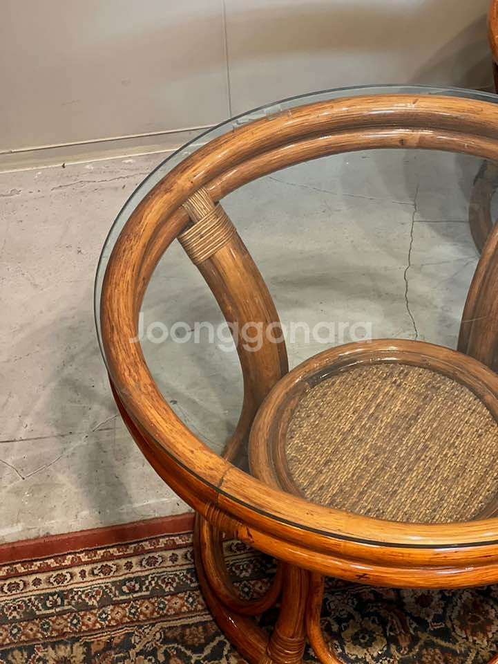 레트로 등나무 테이블,등가구,빈티지테이블,거실테이블--3