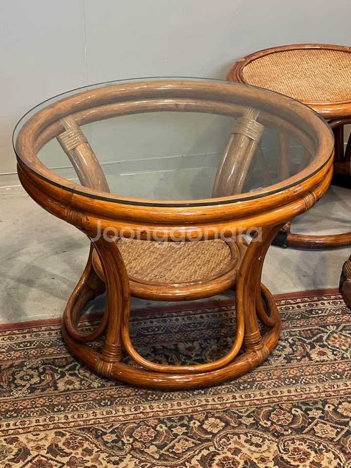 레트로 등나무 테이블,등가구,빈티지테이블,거실테이블--1