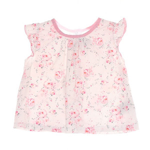 [코너마켓][12M][쁘띠바또]PETIT BATEAU 여아 분홍 꽃무늬 프릴 셔츠