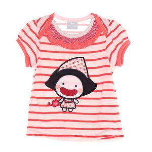 [코너마켓][80][알로앤루]allo&lugh 여아 핑크 걸스 줄무늬 반팔 티셔츠
