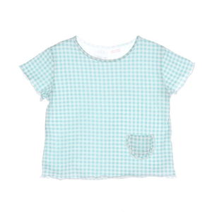 [코너마켓][9-12M][자라]ZARA 여아 스카이 체크무늬 키즈 티셔츠