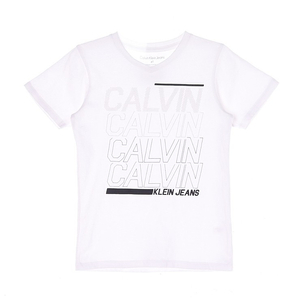 [코너마켓][4Y][캘빈클라인]Calvin Klein 남아 심플 화이트 키즈 티셔츠