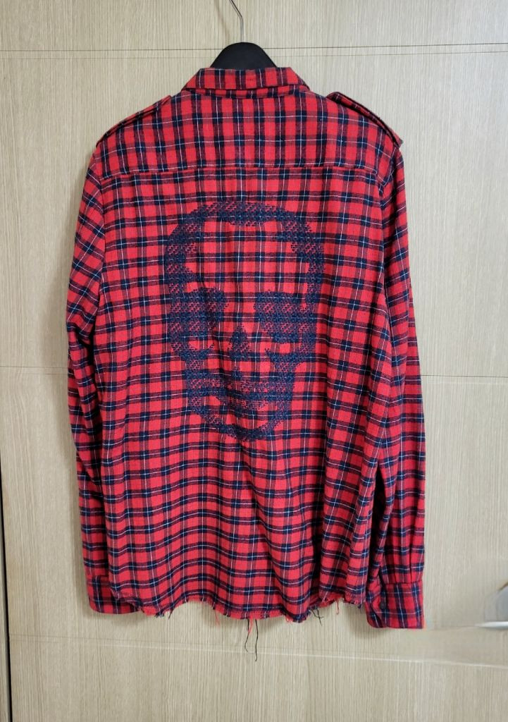 쟈딕앤볼테르 해골 체크 남방 셔츠--1