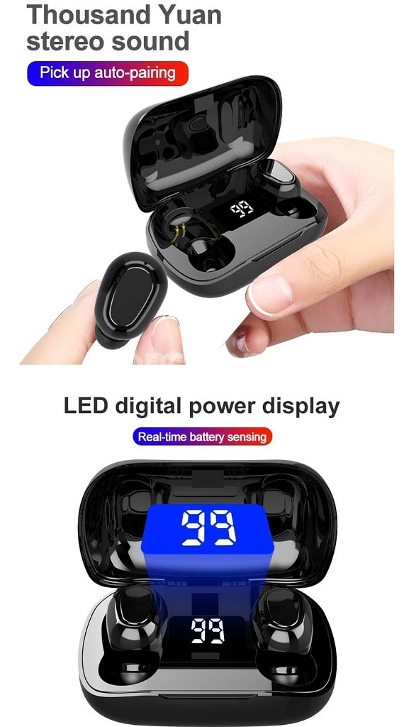 중국정품)LED무선TWS블루투스방수헤드셋미개봉--3