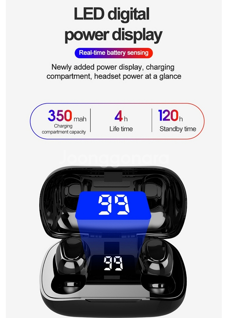 중국정품)LED무선TWS블루투스방수헤드셋미개봉--5