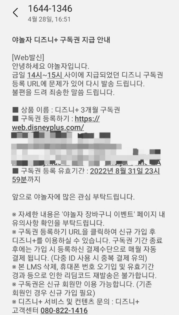 디즈니플러스 3개월 구독권 이미지