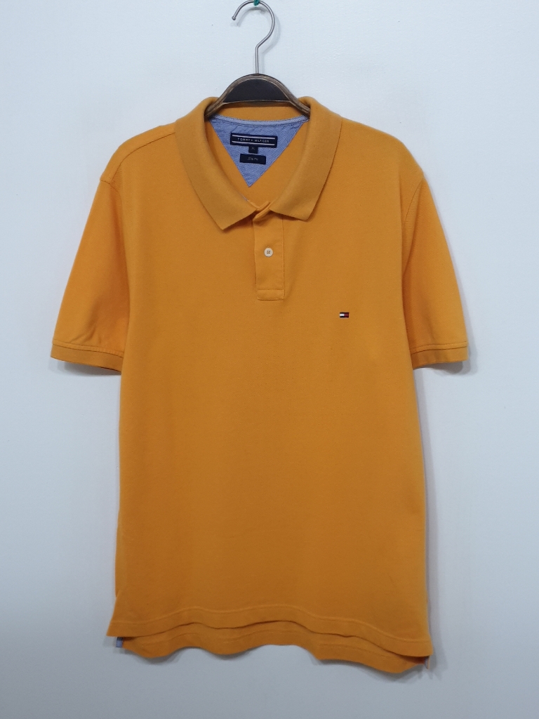 (L)타미힐피거 반팔 카라티 오렌지색 폴로 피케 티셔츠