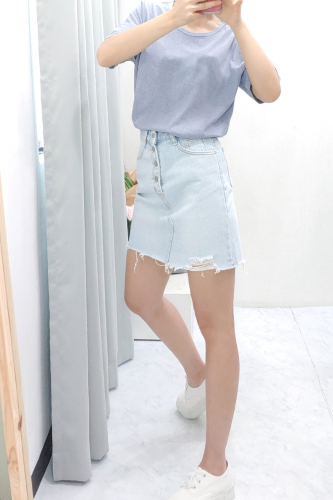 ~28)4버튼연청A스커트 새거 만원(세일)--1