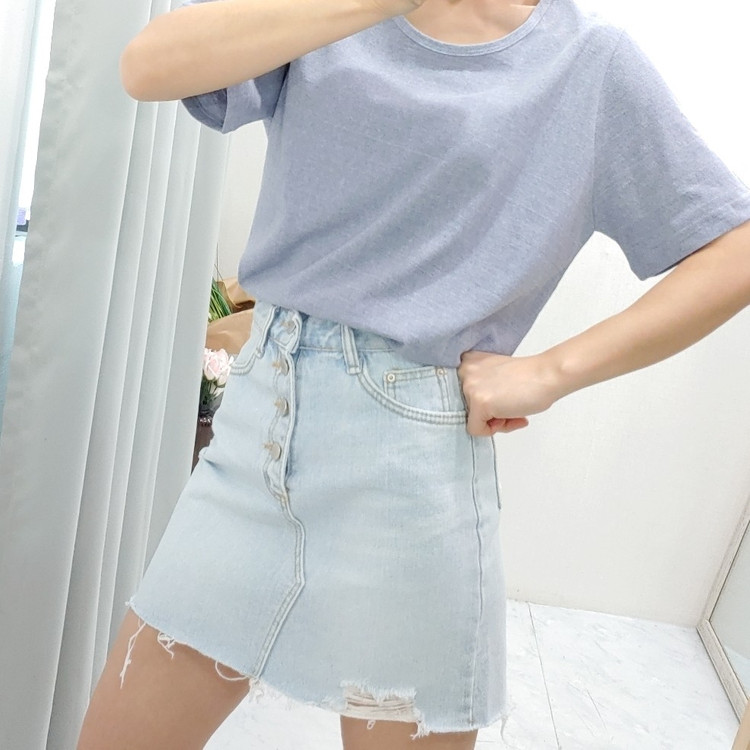 ~28)4버튼연청A스커트 새거 만원(세일)--4