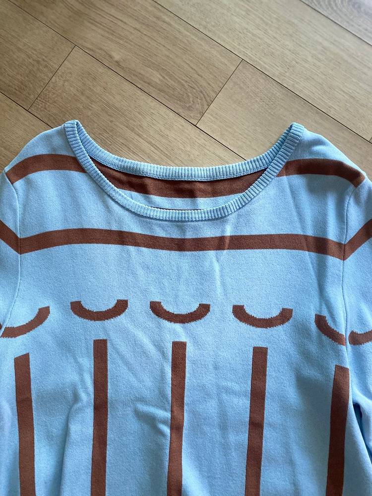 Chiu-Shui 라이트 블루 니트 플레어 투피스 M--5