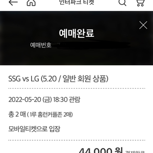 5월 20일 ssg lg 1루 홈런커플존 정가양도