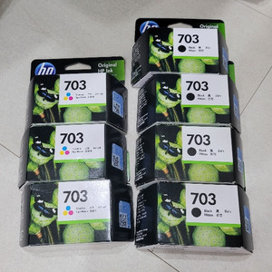 hp잉크 703, 칼라 3개, 검정 4개. 5000원