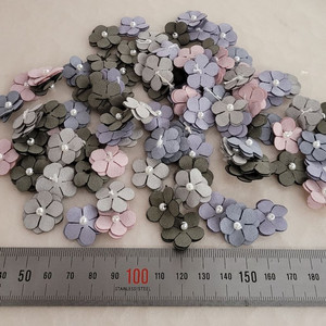 이중스웨이드 진주꽃 20미리 4색 95개 일괄