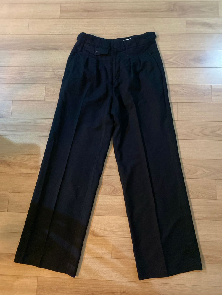 르메르 남성 100% 울 블랙 와이드 팬츠 48--0