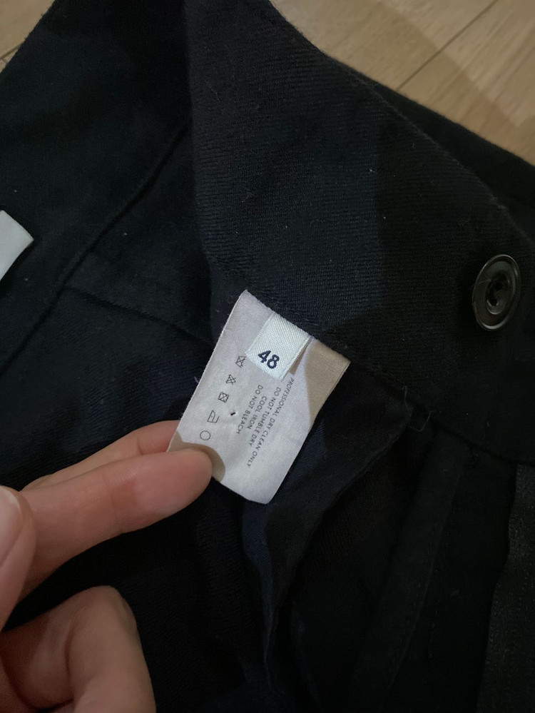 르메르 남성 100% 울 블랙 와이드 팬츠 48--5