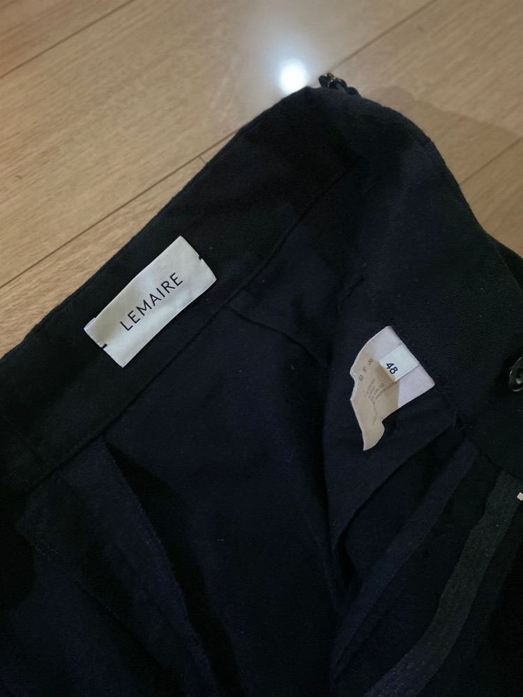 르메르 남성 100% 울 블랙 와이드 팬츠 48--4