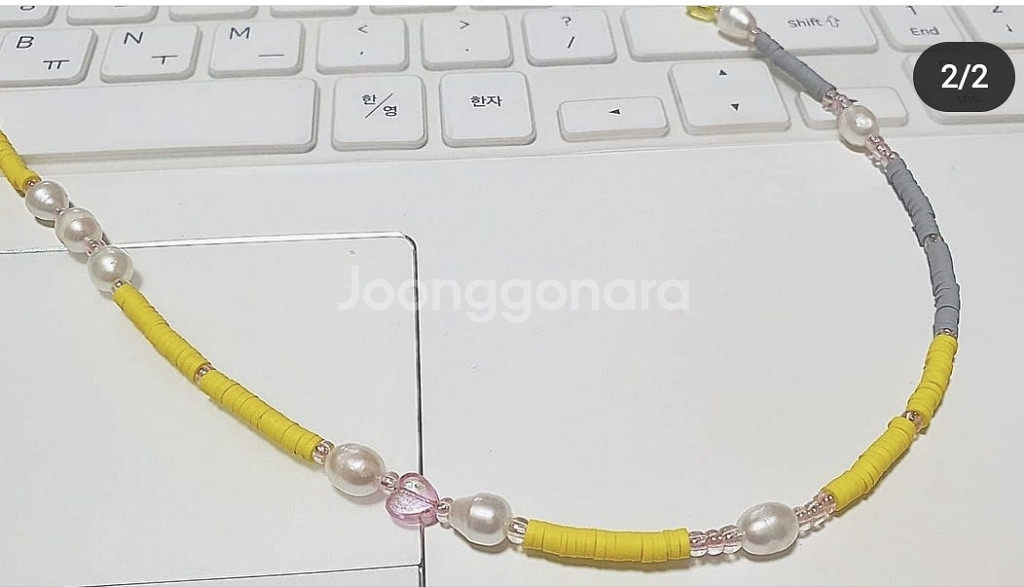 핸드메이드 폴리머클레이 진주목걸이--1