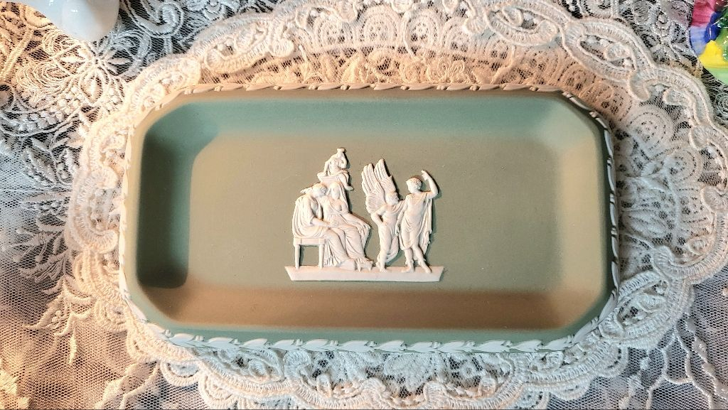 (점포정리세일)영국 웨지우드 제스퍼웨어 그린 핀트레이 이미지