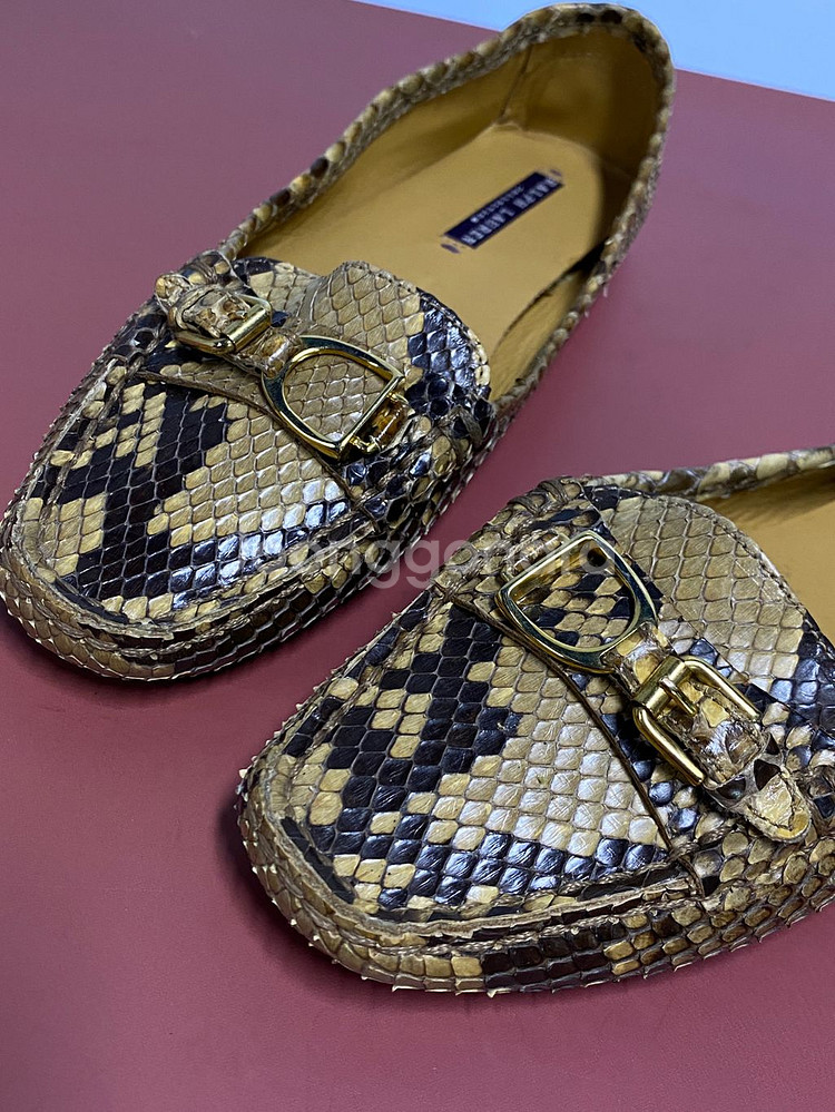 랄프로렌 퍼플라벨 스네이크 레더 로퍼 6 1/2--1