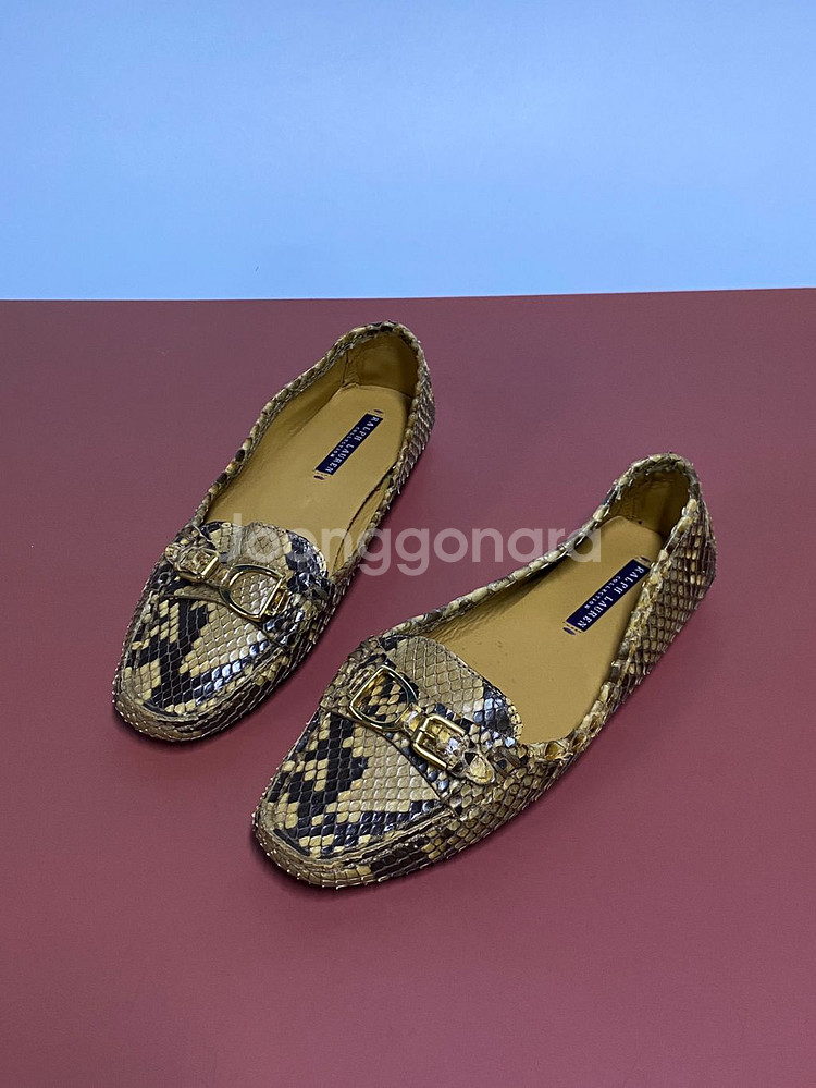 랄프로렌 퍼플라벨 스네이크 레더 로퍼 6 1/2--0