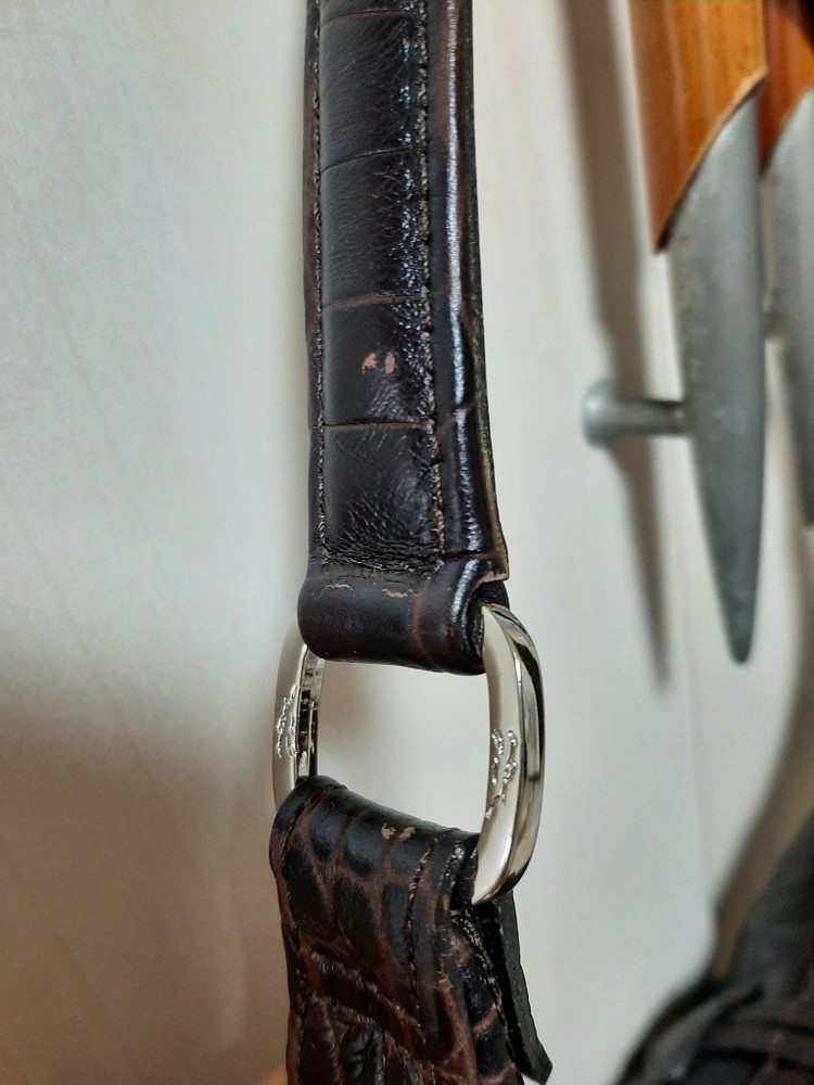 미사용 리얼 가죽 롱샴 숄더백--4