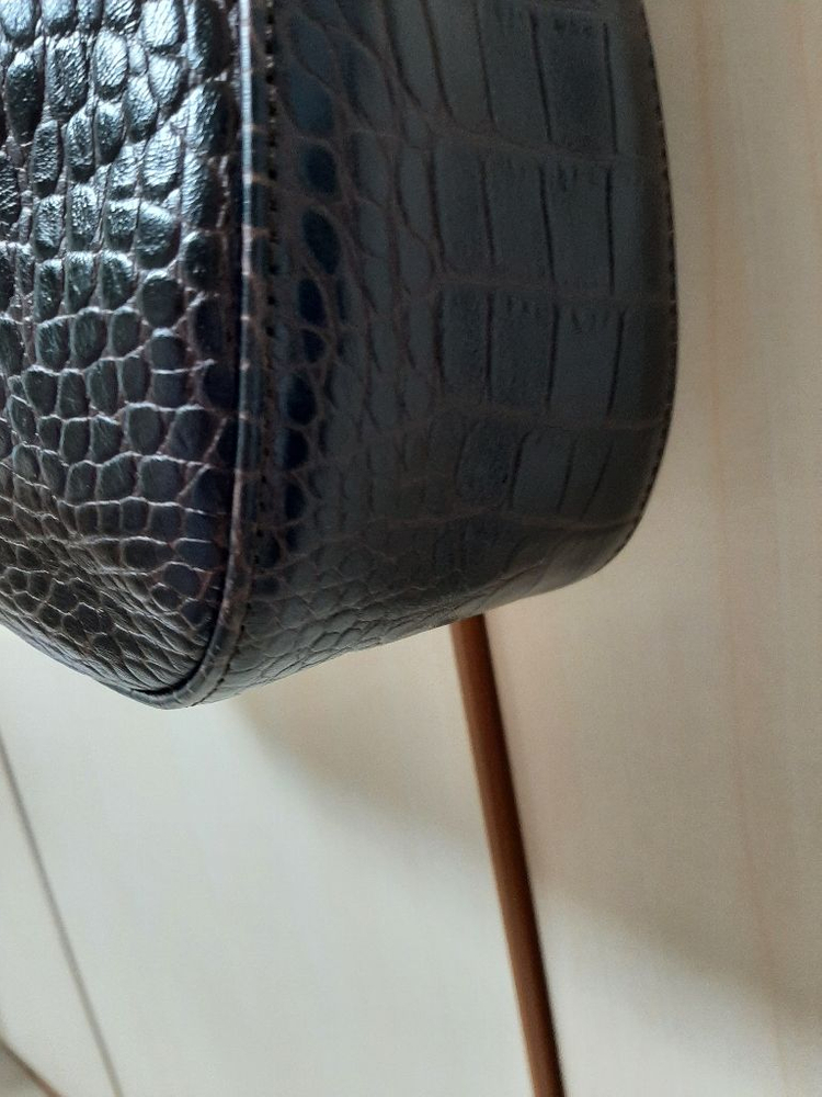 미사용 리얼 가죽 롱샴 숄더백--3