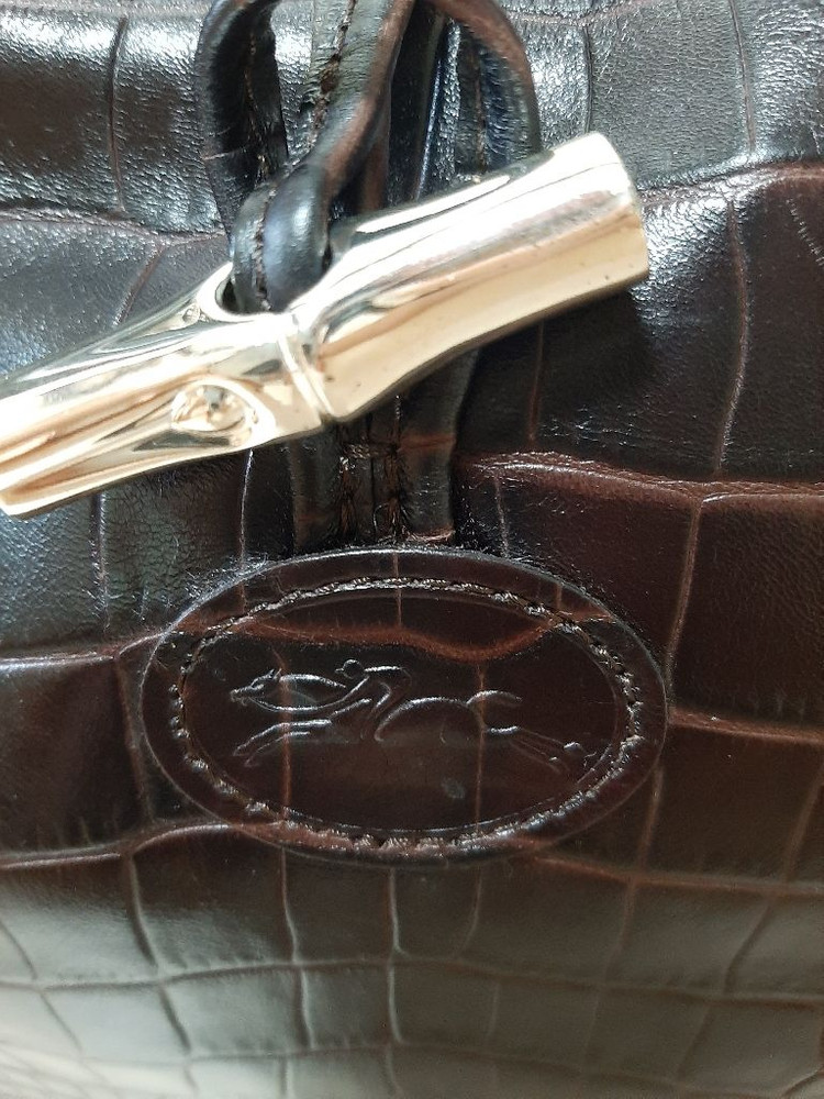 미사용 리얼 가죽 롱샴 숄더백--8