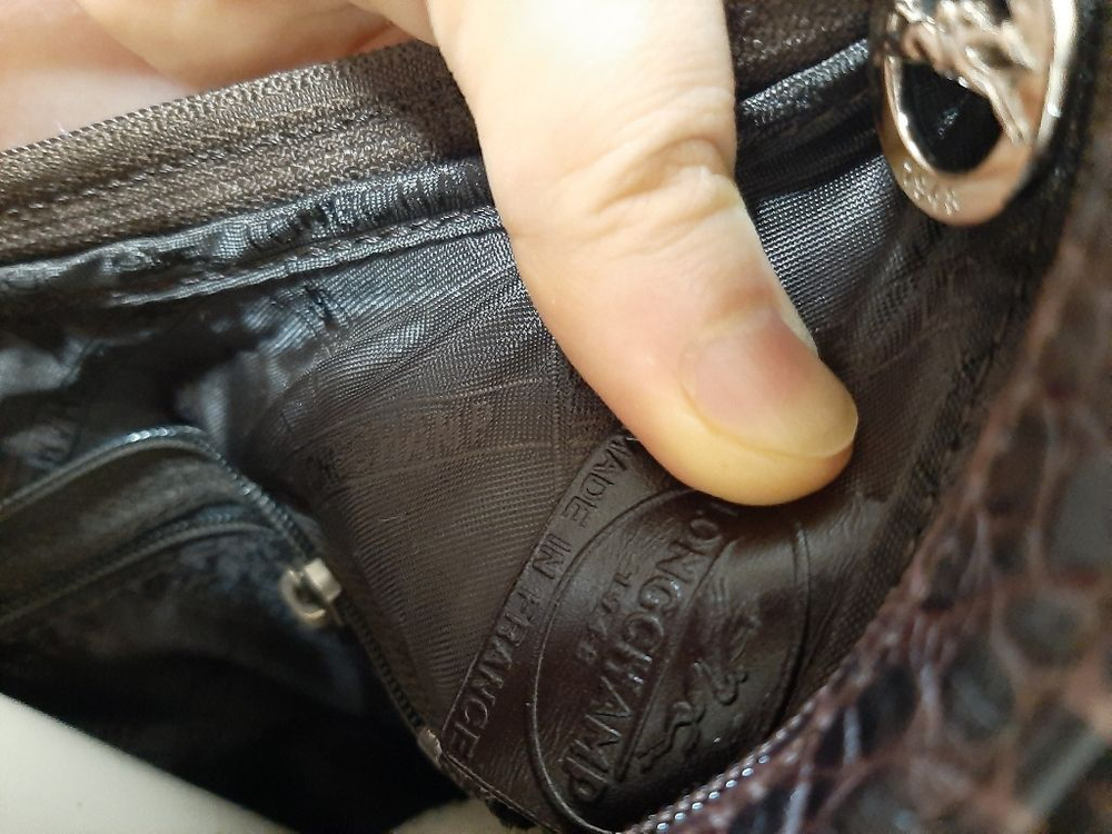 미사용 리얼 가죽 롱샴 숄더백--6