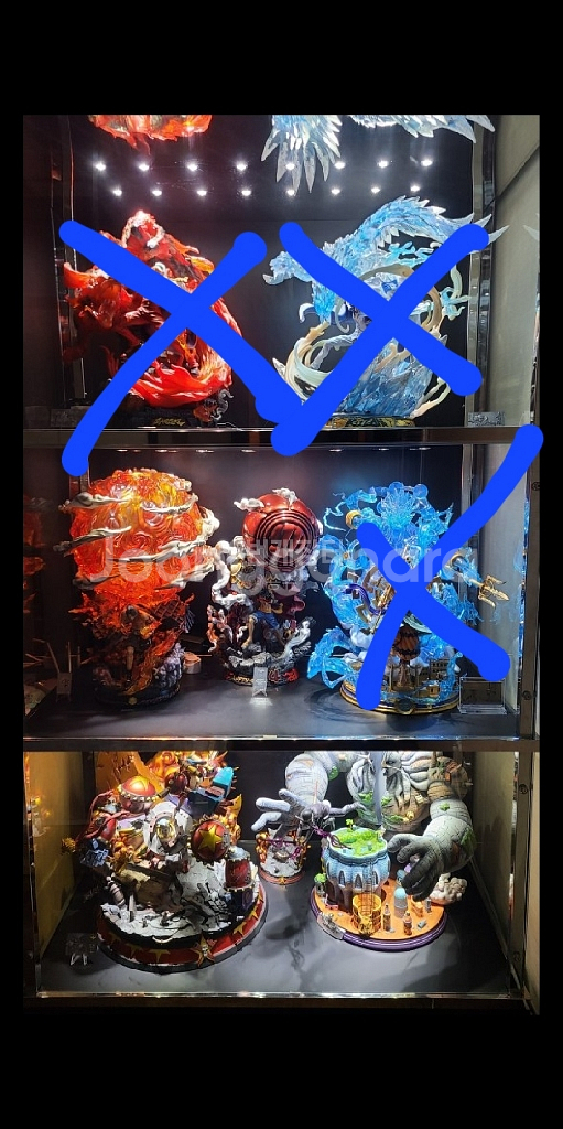 원피스, 귀멸의칼날 레진피규어 더스틸장식장 판매--2