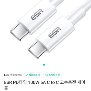 ESR 100W 5A C to C 고속충전 케이블