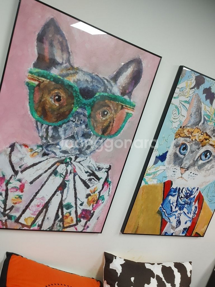 구찌 풍 대형액자 고양이그림 강아지그림 그림액자 팝니다--1