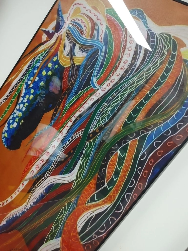 럭셔리 말그림 에르메스 풍 모자쓴여인 대형 그림 액자 이미지