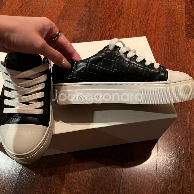 핸드메이드 천연소가죽 더블다운 스니커즈--1