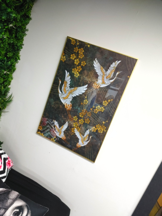 학그림 골드액자 그림 액자 인테리어 소품 골드 황금--1