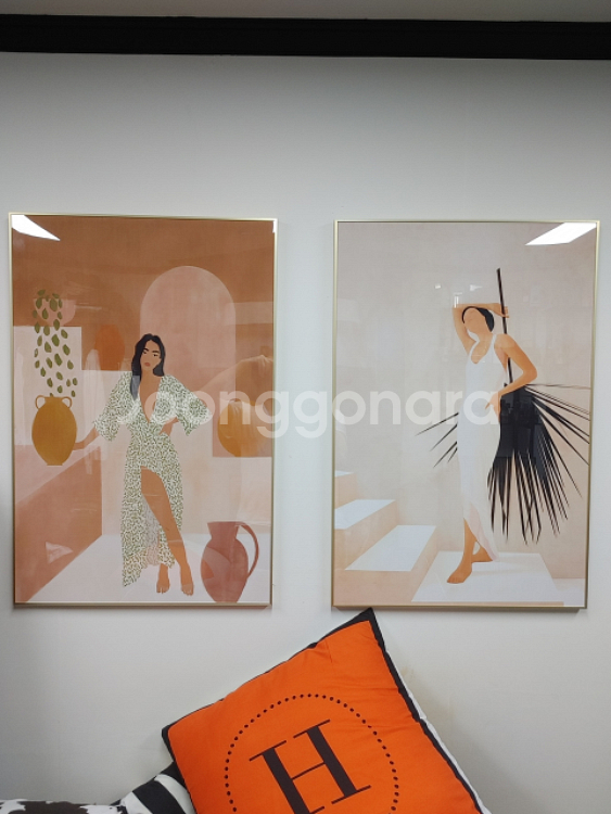휴양지여인 인테리어액자 그림액자 유화그림 대형그림 팜--1