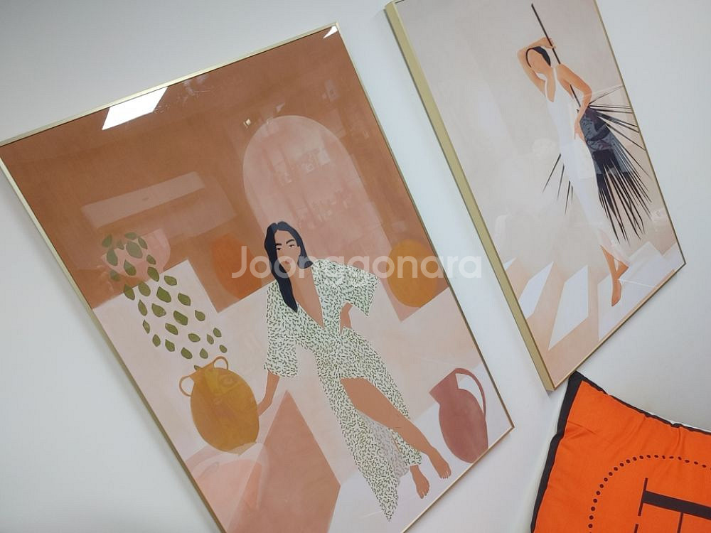 휴양지여인 인테리어액자 그림액자 유화그림 대형그림 팜--3