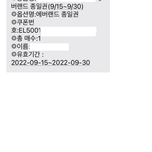 에버랜드 종일권(9/15 - 9/30 사용 가능)