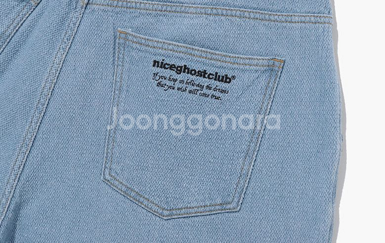 페인팅 와플 데님 와이드 쇼츠 (블루)--3