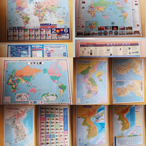 지리공부하기좋은 하드 코팅 지도 세트 총 앞뒤 12종류