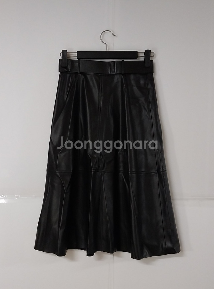 27)ZARA 자라스커트 A라인 벨트 에코가죽스커트--1