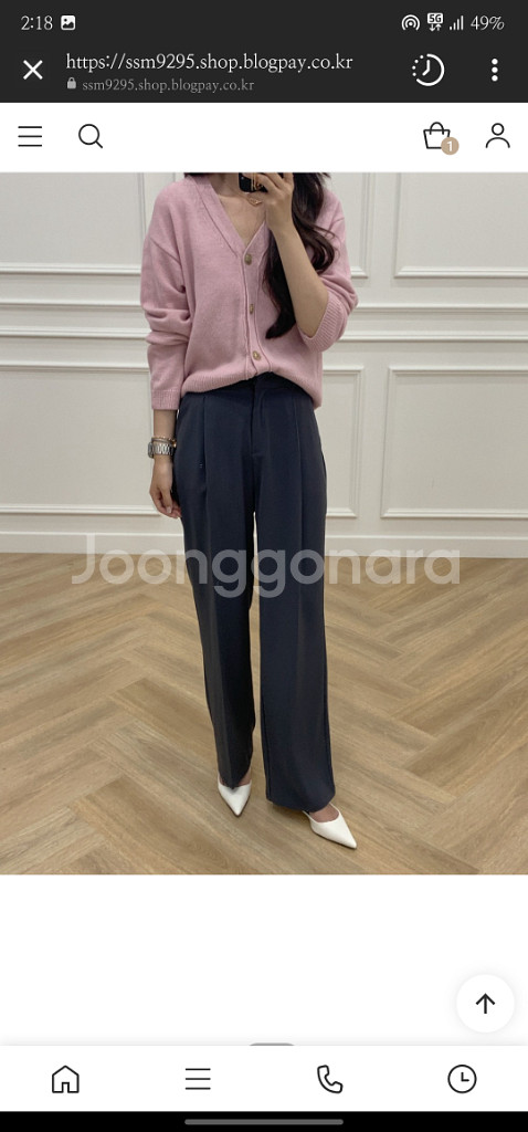 쏭라벨 fw 찰랑슬랙스 브라운/차콜 라지--1