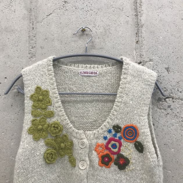 80~85 빈티지 보헤미안 니트 조끼 92905--2