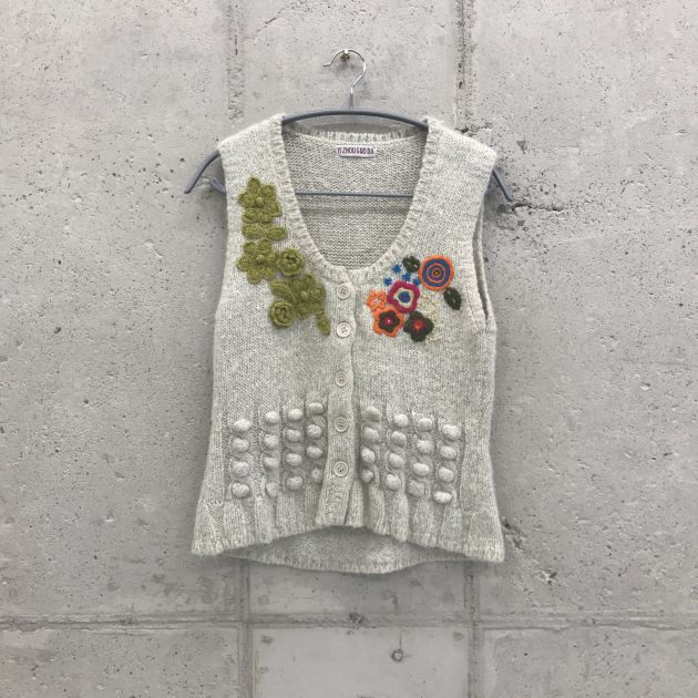 80~85 빈티지 보헤미안 니트 조끼 92905--1