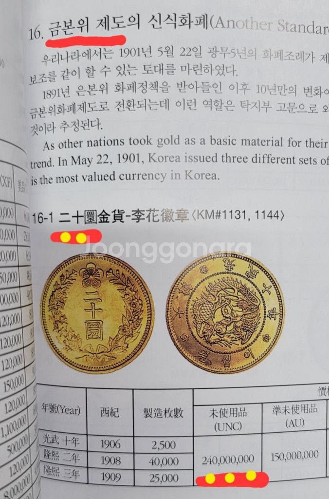 화폐 가격 도록 지폐 22년 최신 완전미사용 동전 골--3