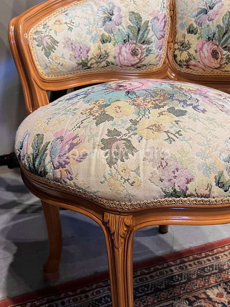 엔틱 1인의자,화장대의자,플라워페브릭의자,까페의자--4