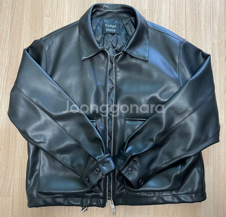 라퍼지스토어 버핑레더 미니멀 포켓 블루종--3