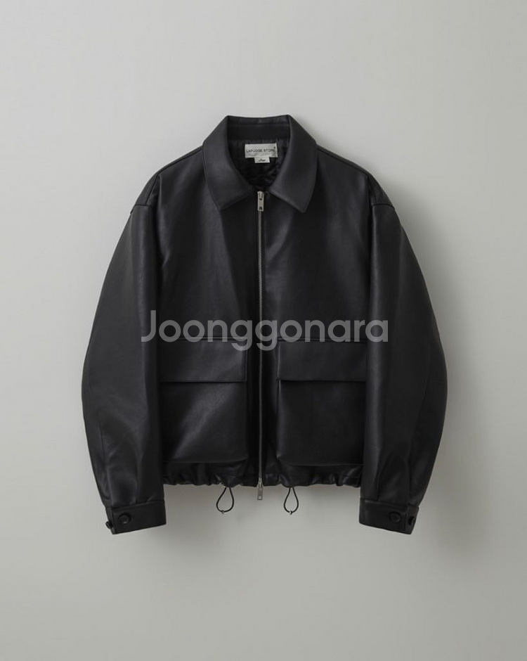 라퍼지스토어 버핑레더 미니멀 포켓 블루종--0