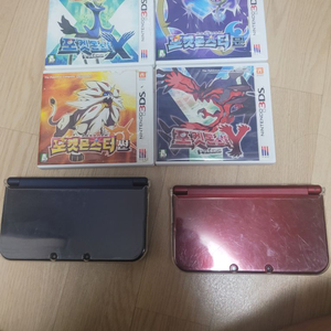 닌텐도 3DS Xl본체 2개(레드, 블루)+포켓몬게임4