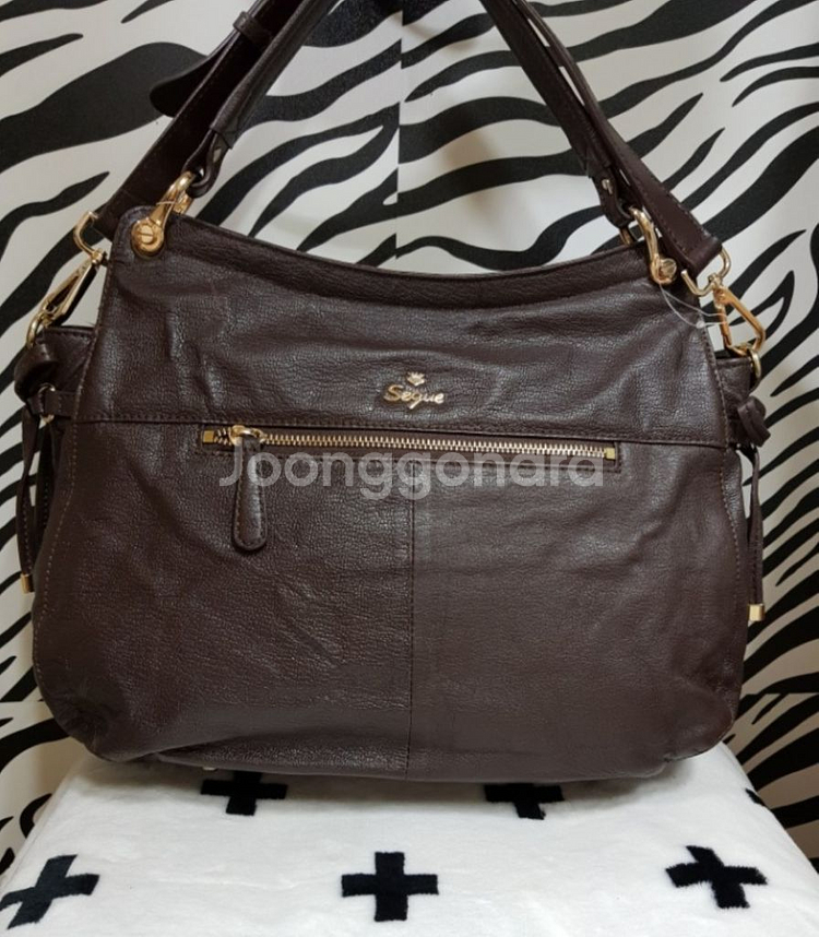 새상품)Segue정품 포켓 브라운 소가죽 숄더백--2