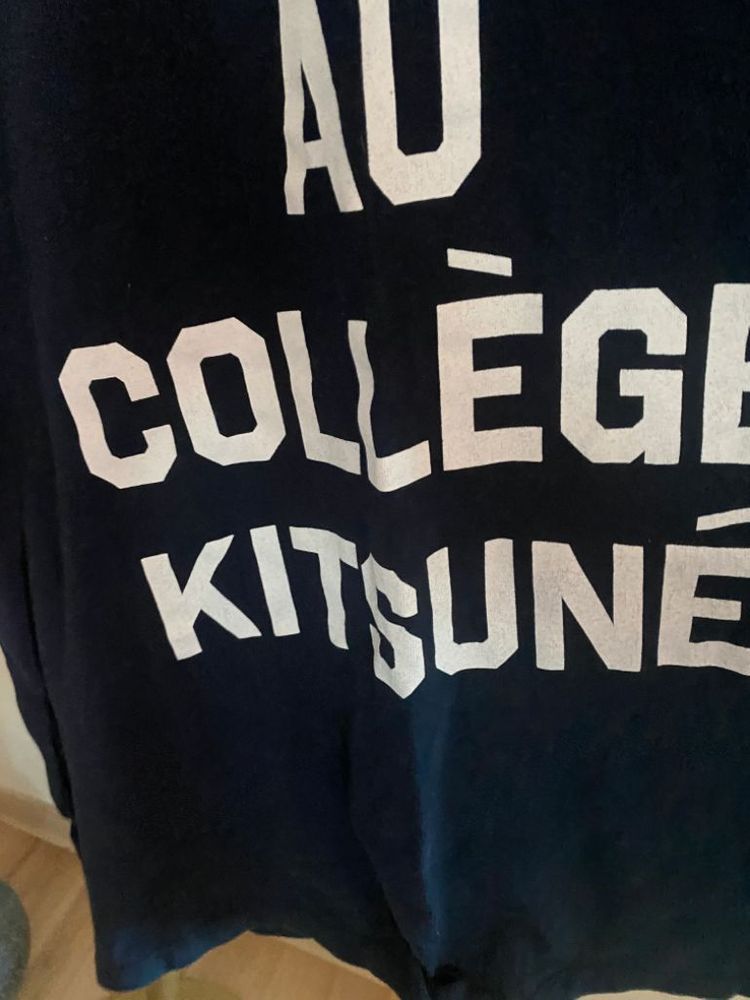 메종 키츠네 네이비 불어 래터링 티셔츠 XL--3